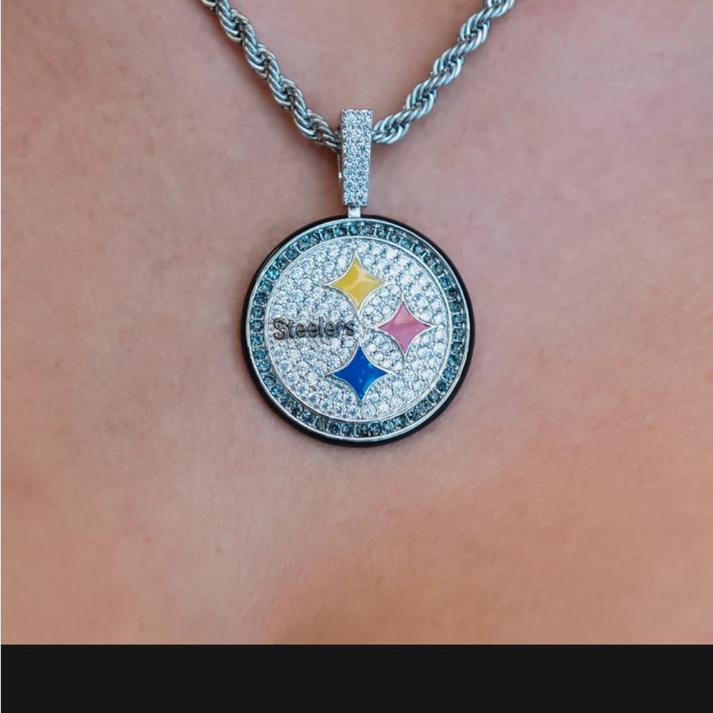 Steelers Silver and Multicolor Pendant Necklace